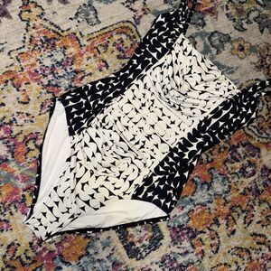 Calvin Klein Black White Geometric Women's One Piece Swimsuit Size 12